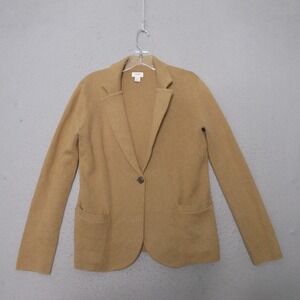 J Crew School Boy Sweater Blazer Camel Cotton Knit Cardigan Preppy Academia